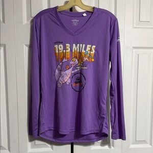 Run Disney Figment purple 2023 Wine & Dine active wear half marathon shirt LARGE